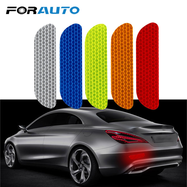 FORAUTO 4 Pieces/set Car Reflective Stickers Car Door Wheel Eyebrow Sticker Decal Warning Tape Safety Mark Reflective Strips