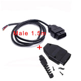 30cm/60cm/1.5m/2m 16 Pin Male / Female OBD2 II Connector Cable + OBD Male Plug Extender Opening Cable, 16pin Female Opening Wire